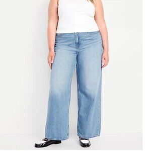 Old Navy Extra High Rise Baggy Wide Leg Jean Woman 26 Blue Streetwear Baddie NEW